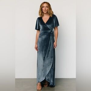 Baltic Born Blue Velvet Wrap Dress